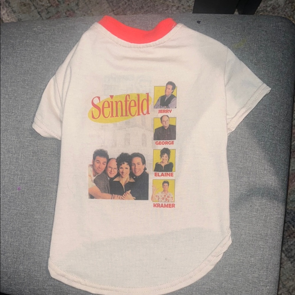 Seinfeld Pet Shirt - White with Red Accents